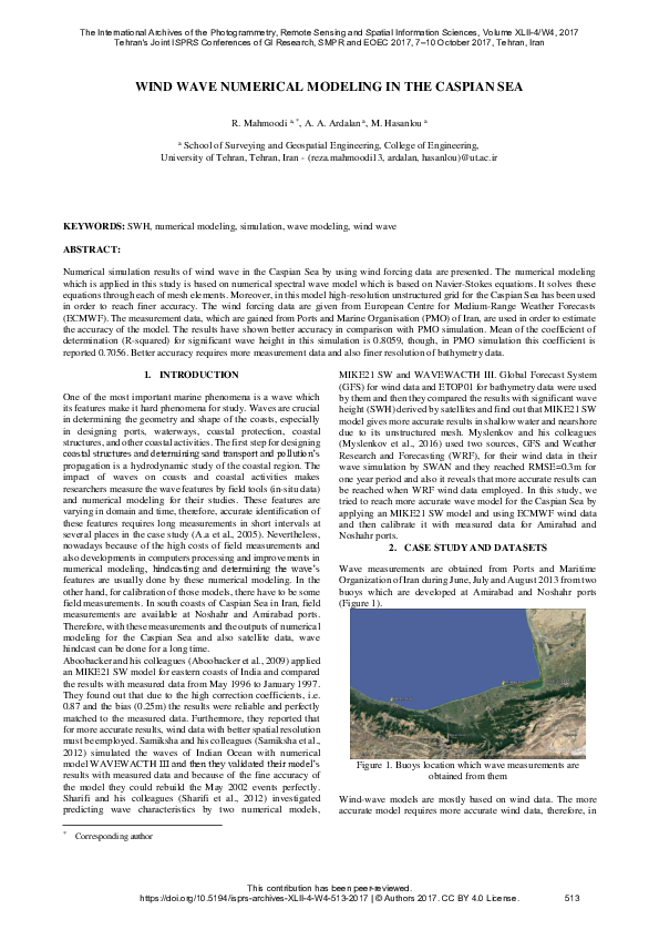 (PDF) Wind Wave Numerical Modeling in the Caspian Sea