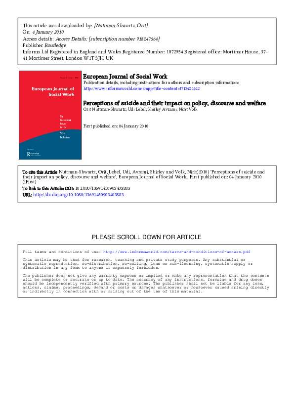 (PDF) Perceptions of suicide and their impact on policy, discourse and ...