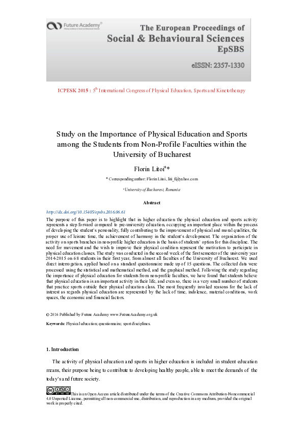 (PDF) Study on the Importance of Physical Education and Sports among ...
