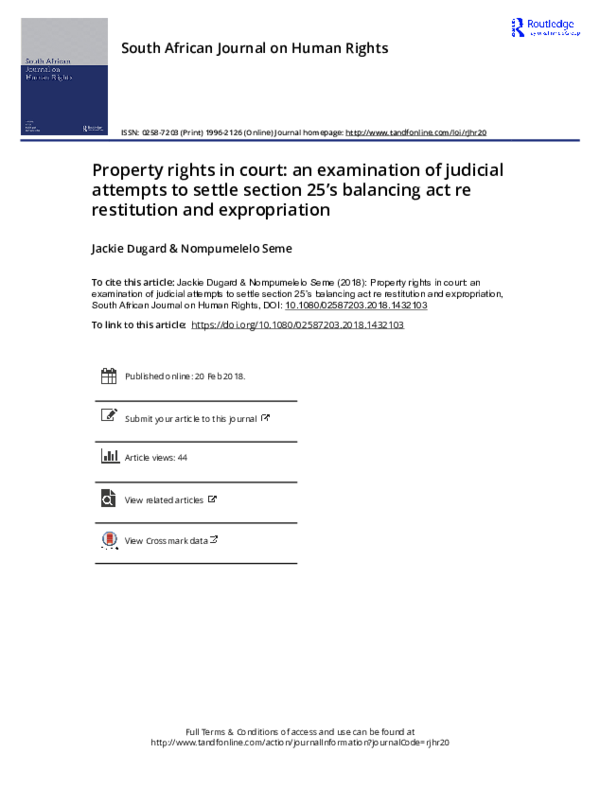 (PDF) Property rights in court: an examination of judicial attempts to ...