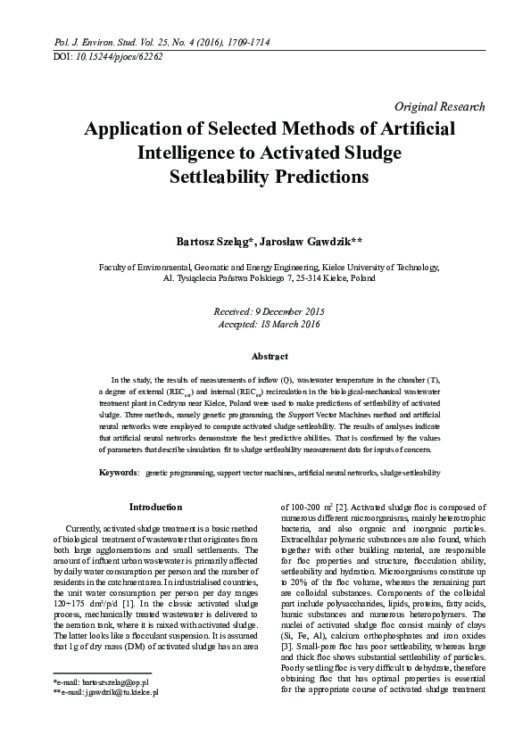 (PDF) Application of Selected Methods of Artificial Intelligence to ...