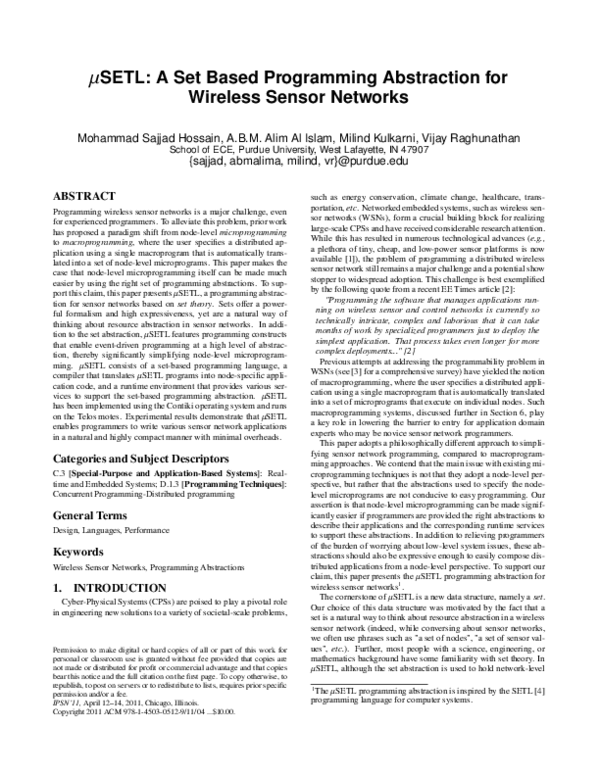 (PDF) μsetl: A set based programming abstraction for wireless sensor ...