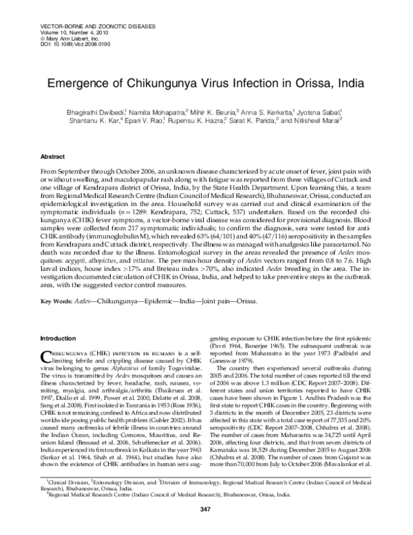 (PDF) Emergence of Chikungunya Virus Infection in Orissa, India