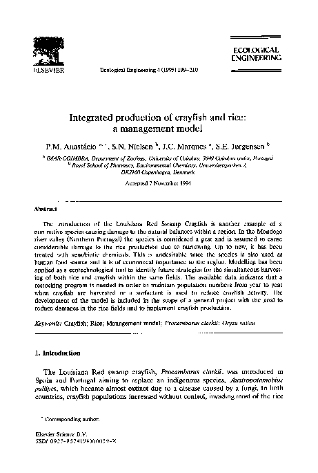 (PDF) Integrated production of crayfish and rice: a management model