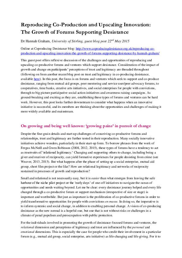 (PDF) Reproducing Co-Production and Upscaling Innovation: The Growth of ...