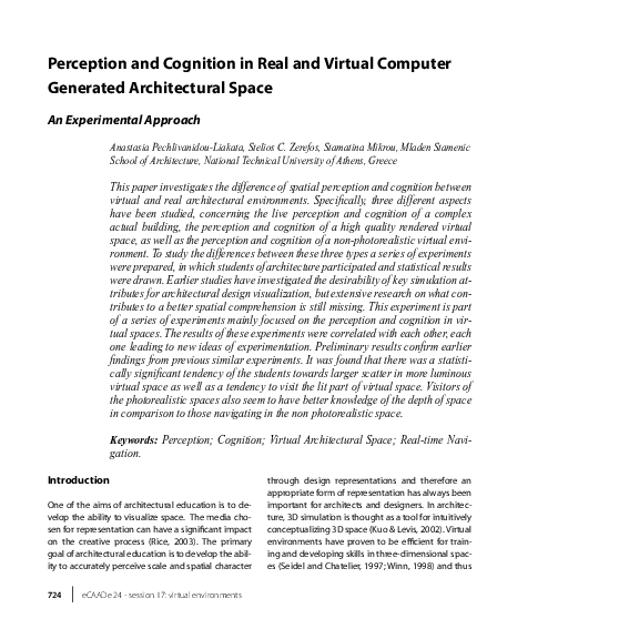 (PDF) Perception and Cognition in Real and Virtual Computer Generated ...