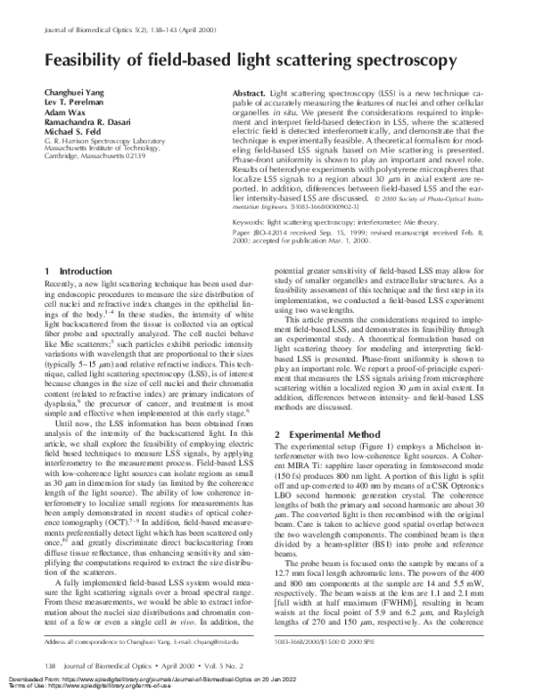 (PDF) Feasibility of field-based light scattering spectroscopy