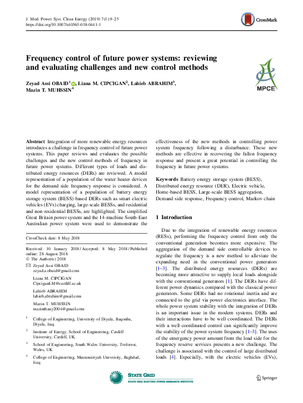 (PDF) Frequency control of future power systems: reviewing and ...