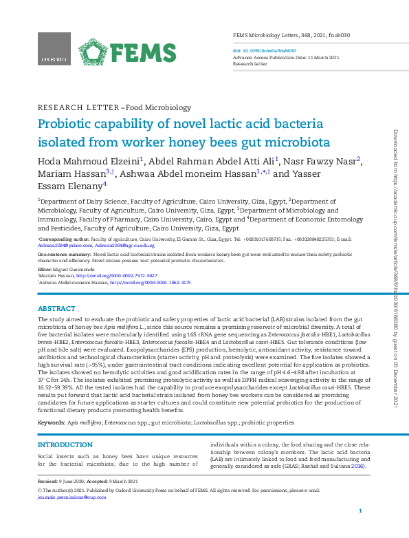 (PDF) Probiotic capability of novel lactic acid bacteria isolated from ...
