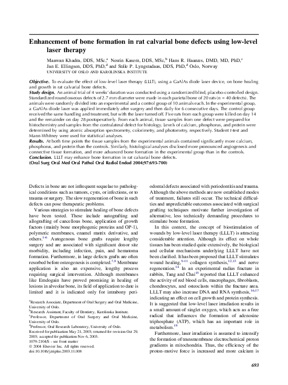 (PDF) Enhancement of bone formation in rat calvarial bone defects using ...