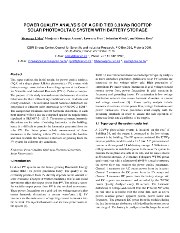 (PDF) Power quality analysis of a grid tied 3.3 kWp rooftop solar ...