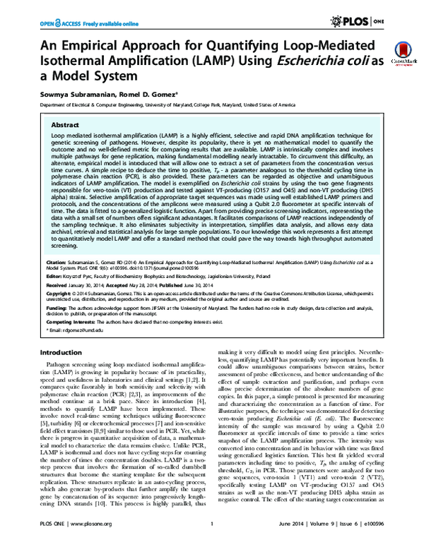 (PDF) An Empirical Approach for Quantifying Loop-Mediated Isothermal ...