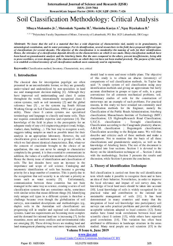 (PDF) Soil Classification Methodology : Critical Analysis