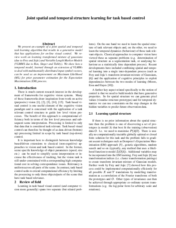 (PDF) Joint spatial and temporal structure learning for task based control