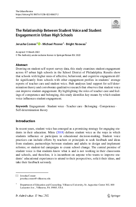 (PDF) The Relationship Between Student Voice and Student Engagement in ...