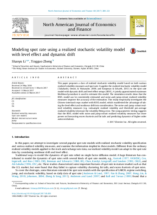 (PDF) Modeling spot rate using a realized stochastic volatility model ...