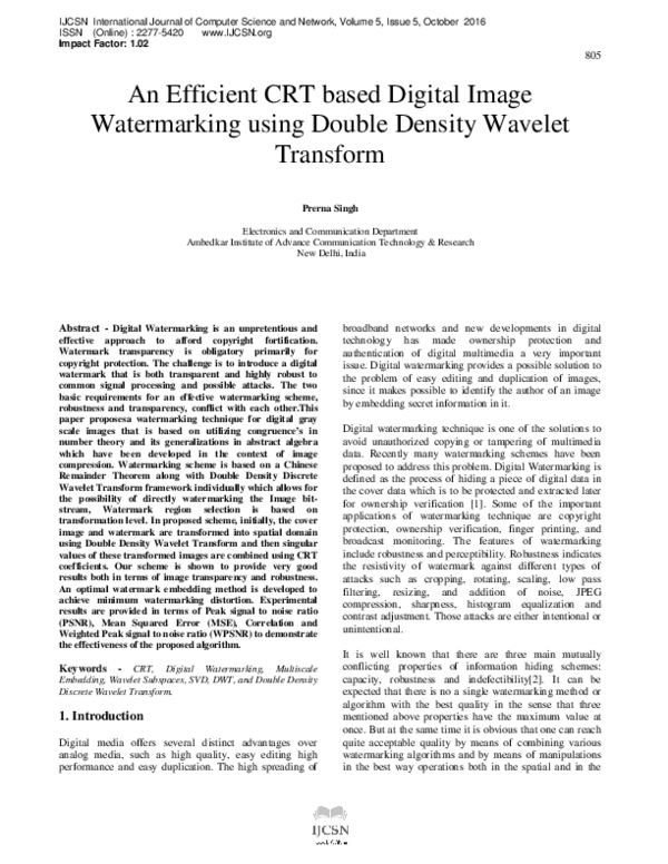 (PDF) An Efficient CRT based Digital Image Watermarking using Double ...