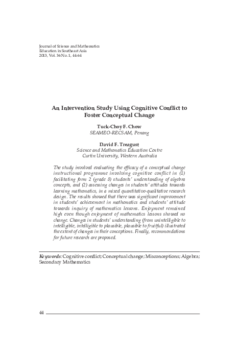 (PDF) An Intervention Study Using Cognitive Conflict to Foster ...