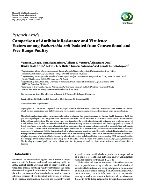 (PDF) Comparison of Antibiotic Resistance and Virulence Factors ...