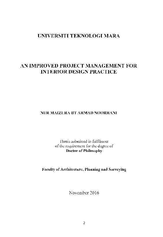 (PDF) An improved project management for interior design practice / Nur ...