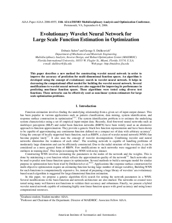 (PDF) Evolutionary Wavelet Neural Network for Large Scale Function ...