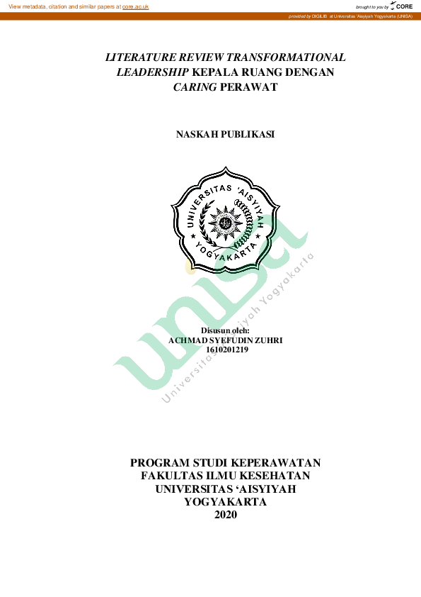 (PDF) Literature Review Transformational Leadership Kepala Ruang Dengan ...