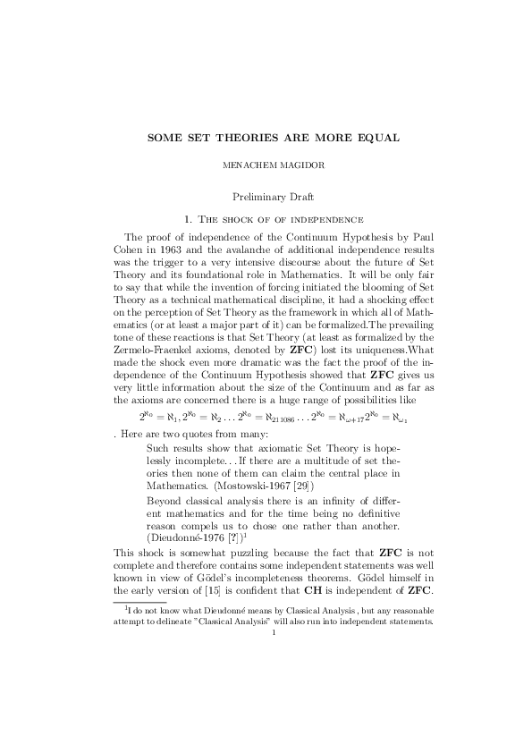 (PDF) Some set theories are more equal