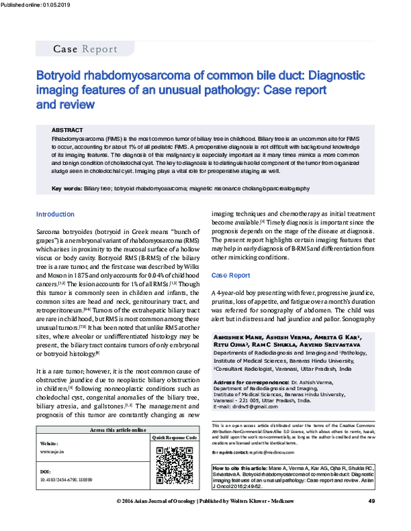 (PDF) Botryoid rhabdomyosarcoma of common bile duct