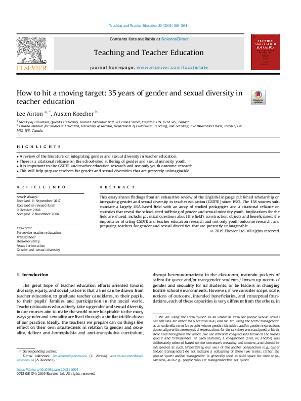 (PDF) How to hit a moving target: 35 years of gender and sexual ...