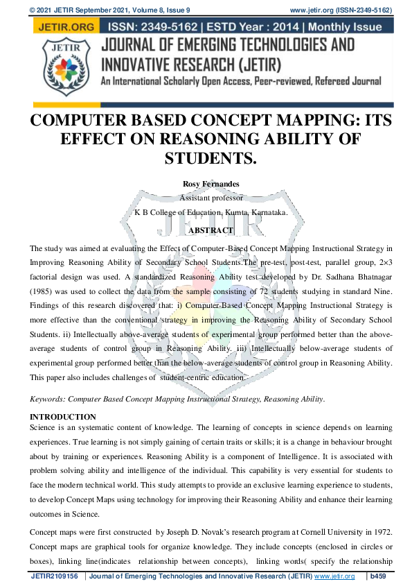 (PDF) Computer Based Concept Mapping: Its Effect on Reasoning Ability ...