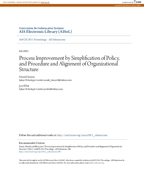 (PDF) Process Improvement by Simplification of Policy, and Procedure ...