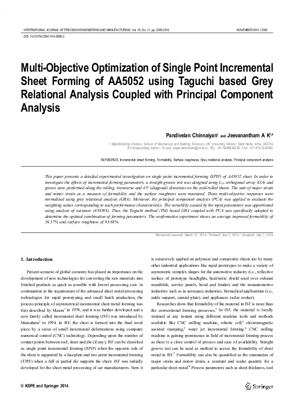 (PDF) Multiobjective Optimization of Single Point Incremental Forming ...