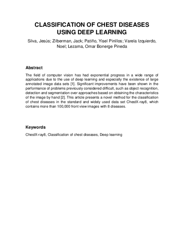 (PDF) Classification of Chest Diseases Using Deep Learning