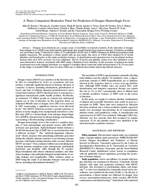 (PDF) A Three-Component Biomarker Panel for Prediction of Dengue ...
