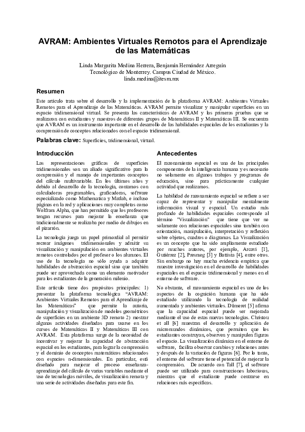 (PDF) AVRAM: Ambientes Virtuales Remotos para el Aprendizaje de las ...