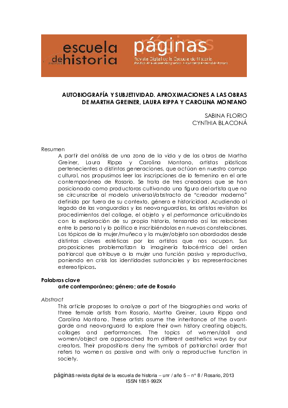 (PDF) Autobiografía y subjetividad. Aproximaciones a las obras de ...