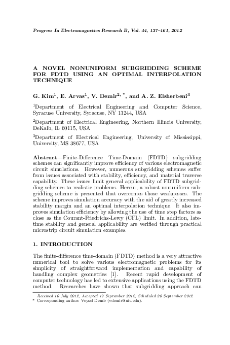 (PDF) A Novel Nonuniform Subgridding Scheme for FDTD Using an Optimal ...