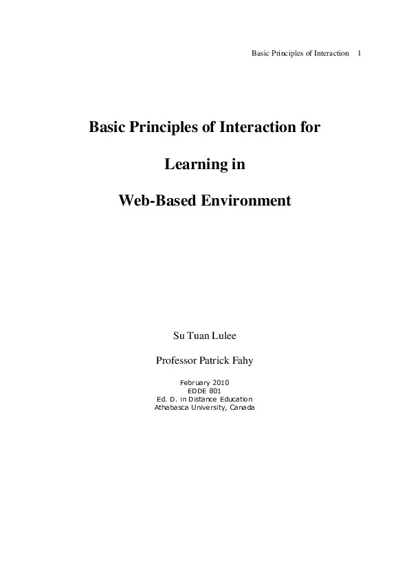 (PDF) Basic Principles of Interaction for Learning in Web-Based Environment