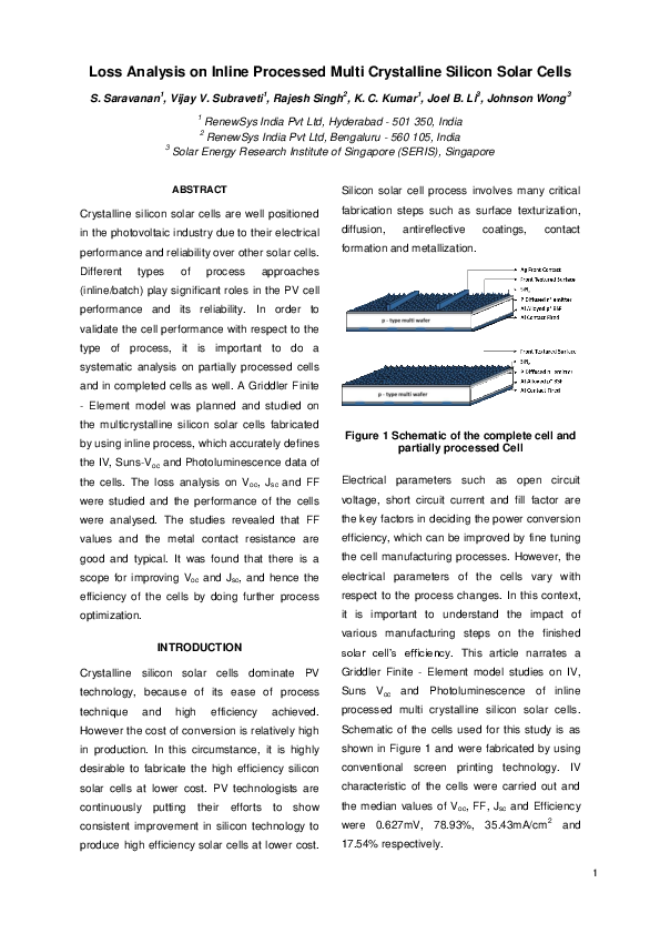 (PDF) Loss Analysis on Inline Processed Multi Crystalline Silicon Solar ...