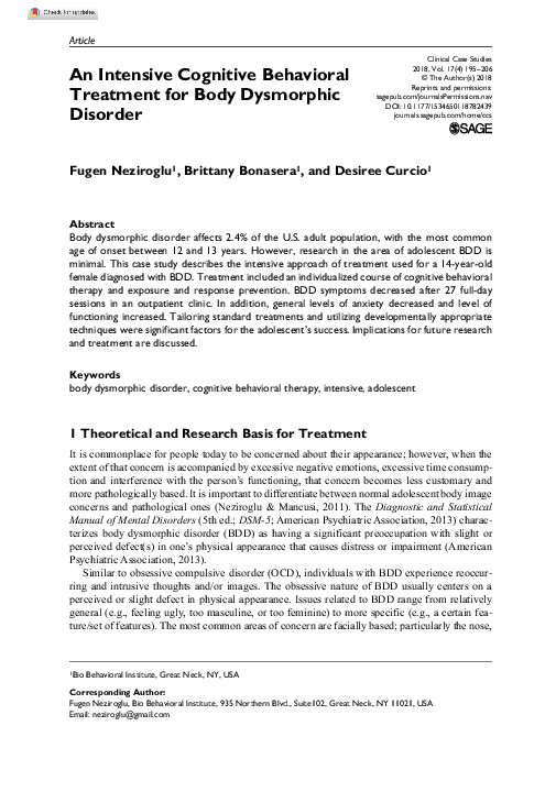 (PDF) An Intensive Cognitive Behavioral Treatment for Body Dysmorphic ...