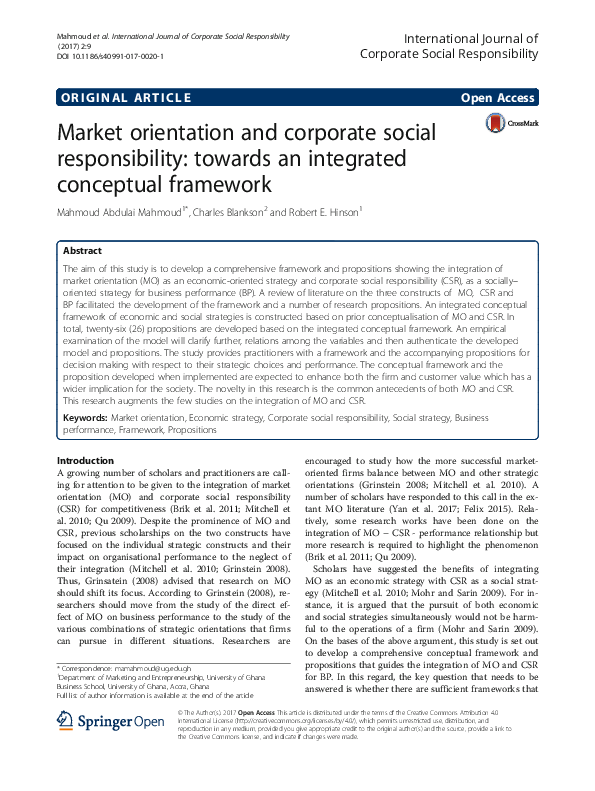 PDF) The Effects of Market Orientation on Environmental Social