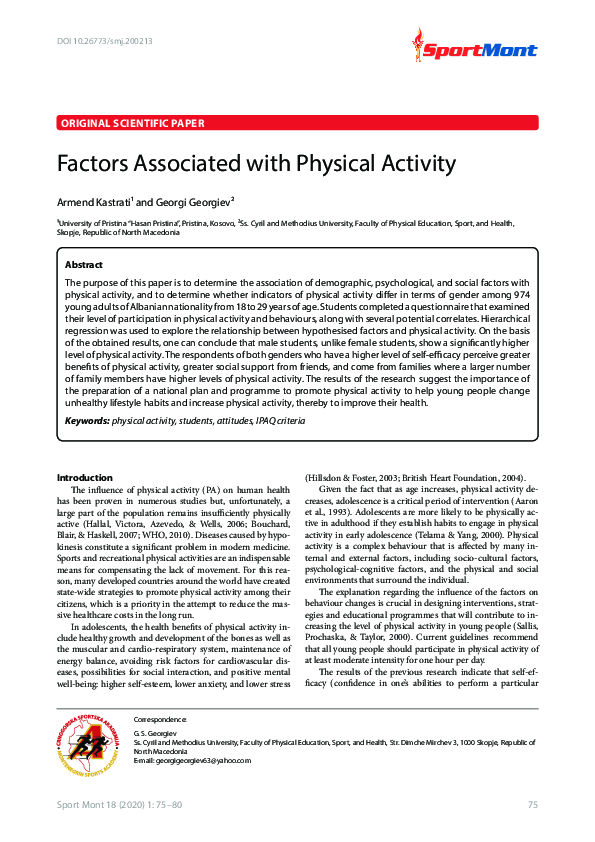 (PDF) Factors Associated with Physical Activity