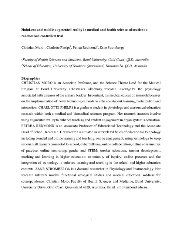 (PDF) HoloLens and mobile augmented reality in medical and health ...