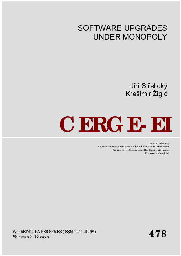 (PDF) Software Upgrades Under Monopoly
