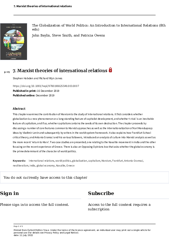 (PDF) 7. Marxist theories of international relations