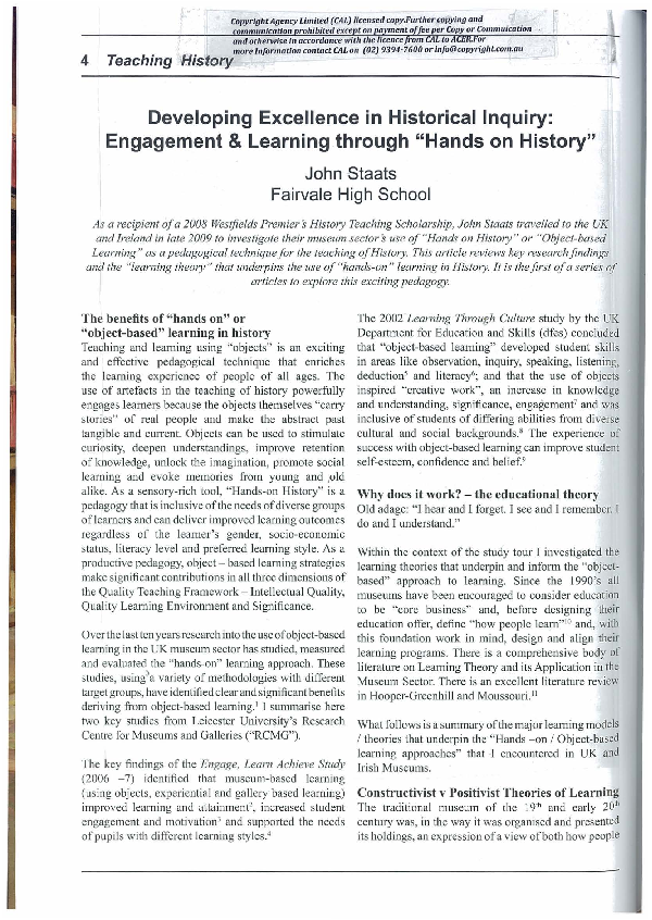 (PDF) Developing Excellence in Historical Inquiry: Engagement ...
