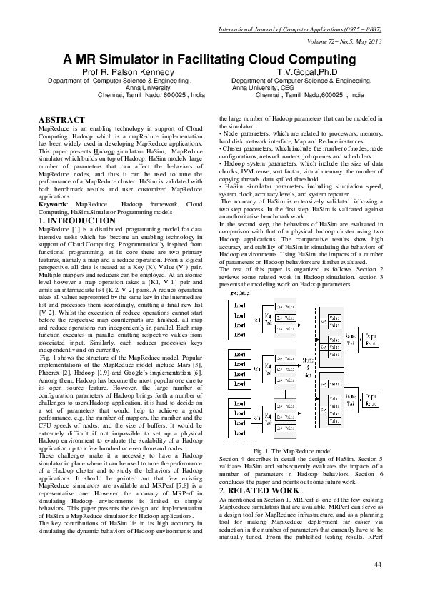 (PDF) A MR Simulator in Facilitating Cloud Computing