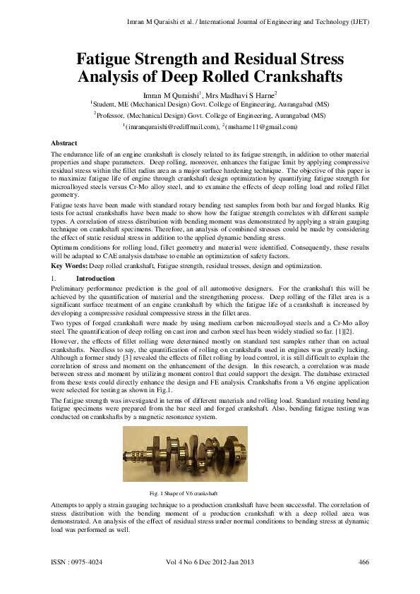 (PDF) Fatigue Strength and Residual Stress Analysis of Deep Rolled ...