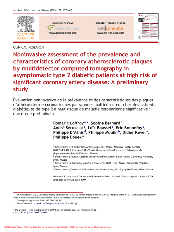 (PDF) Noninvasive assessment of the prevalence and characteristics of ...