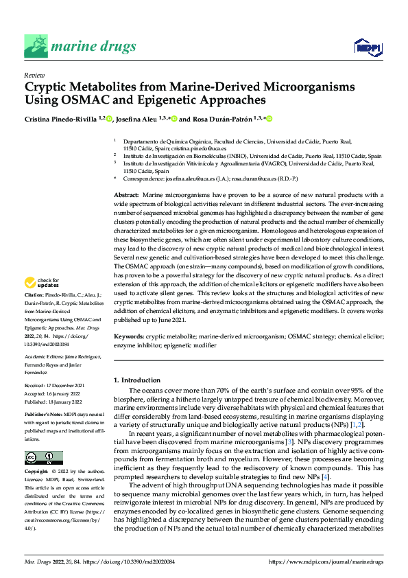 (PDF) Cryptic Metabolites from Marine-Derived Microorganisms Using ...